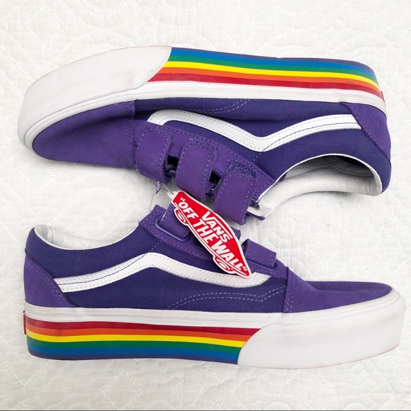purple rainbow platform vans